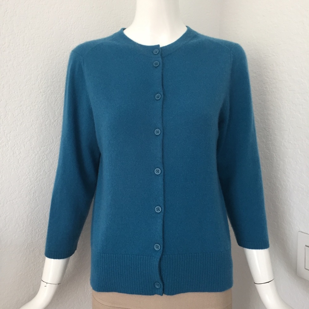 L.L. Bean blue cashmere cardigan
